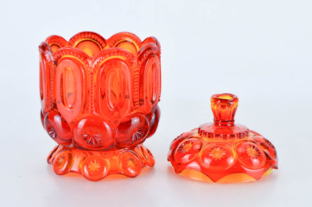 Two Vintage Amberina Candy Dishes