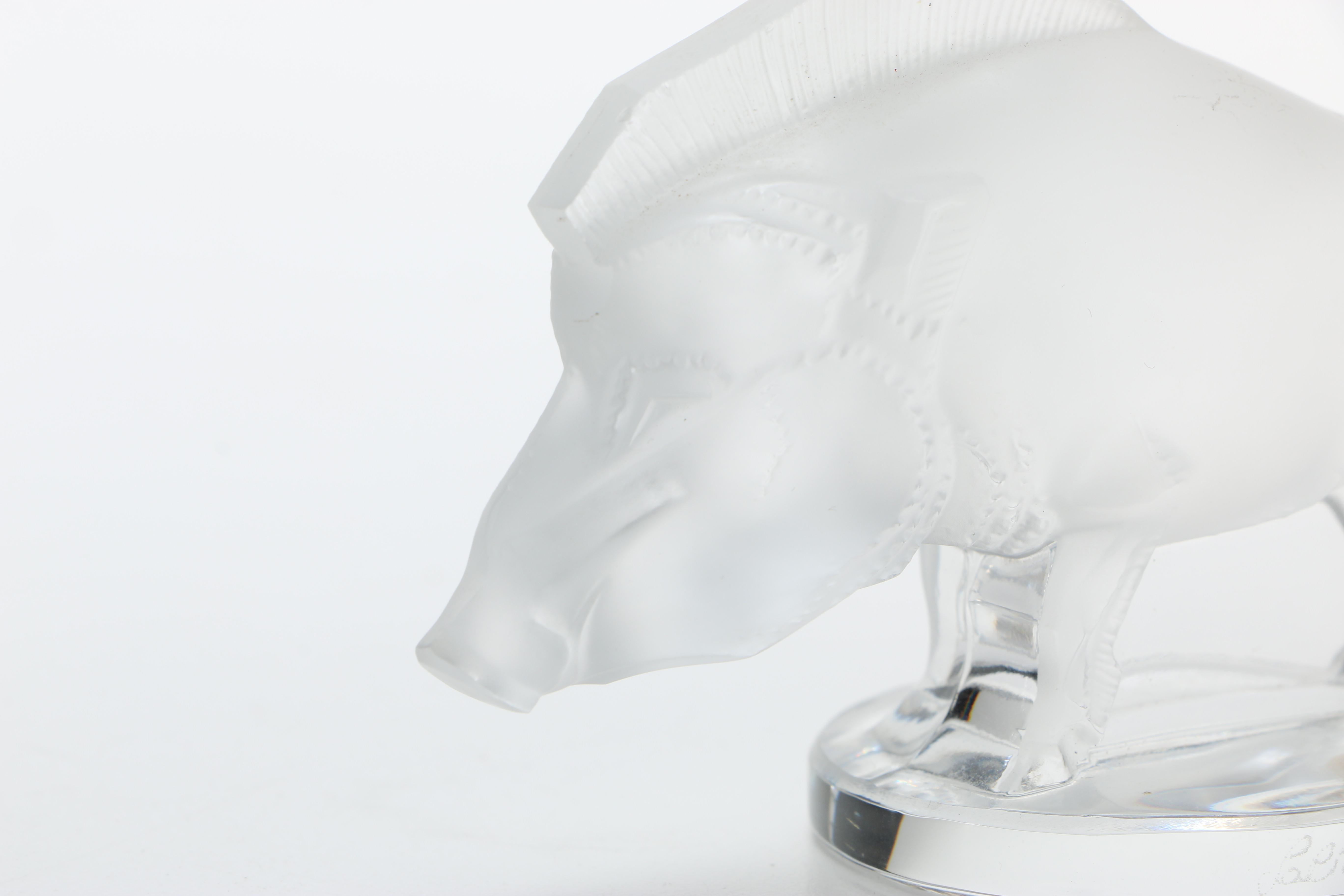 Lalique Crystal Boar Paperweight