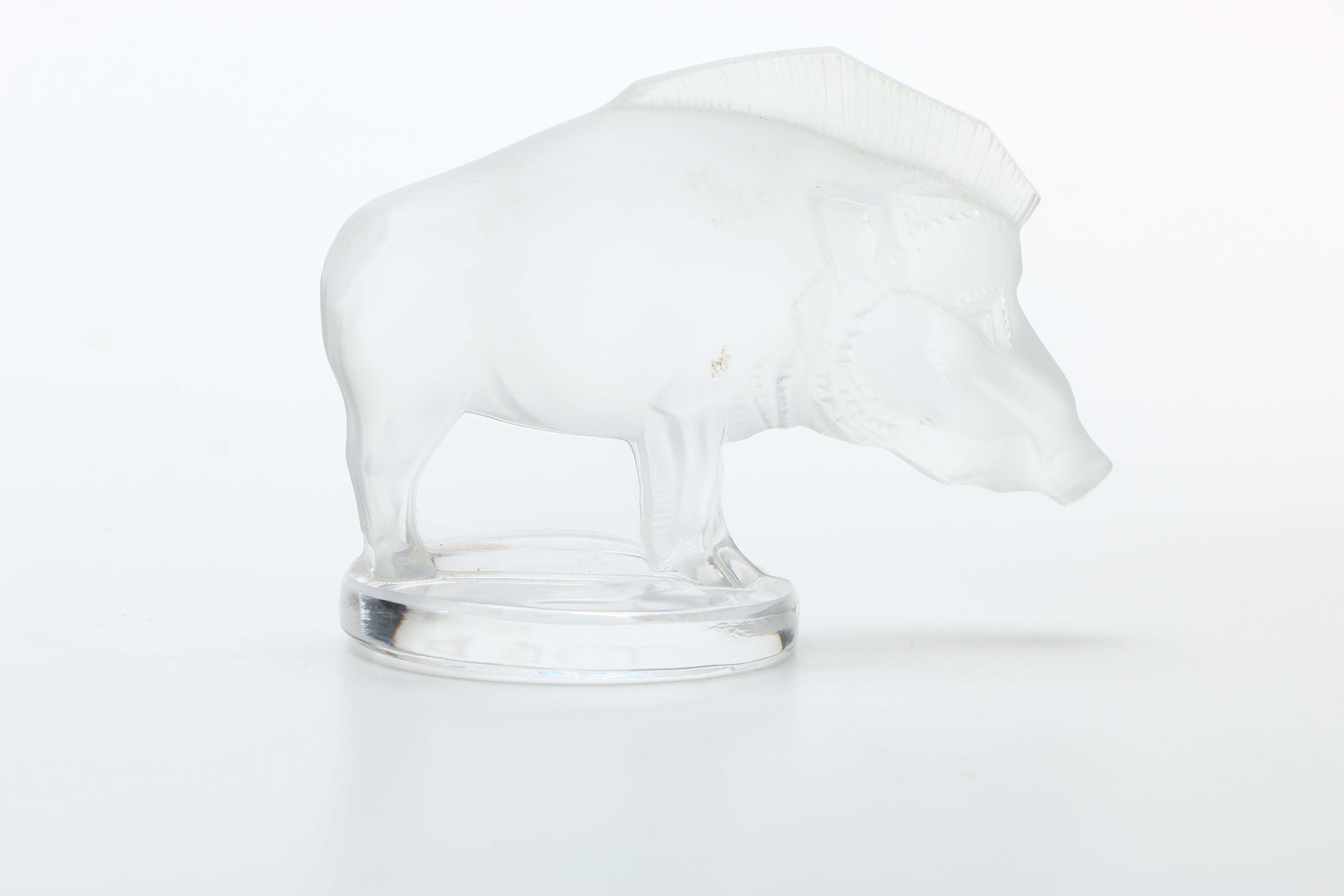Lalique Crystal Boar Paperweight