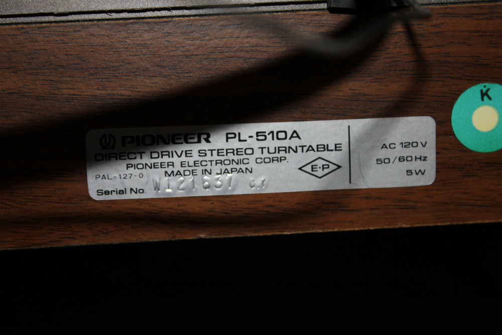 Vintage Pioneer PL-510A Turntable