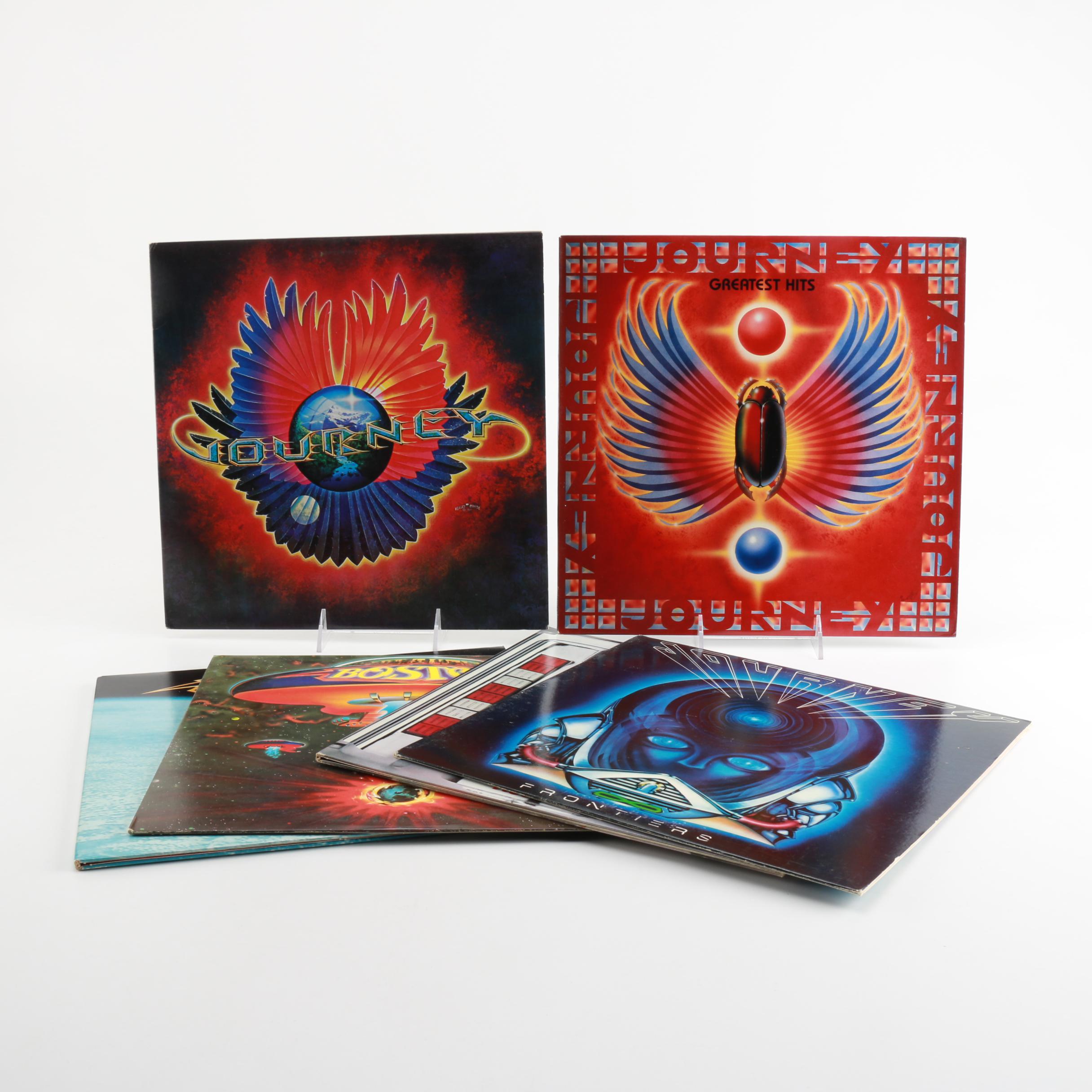 Boston, Journey, and Foreigner LPs