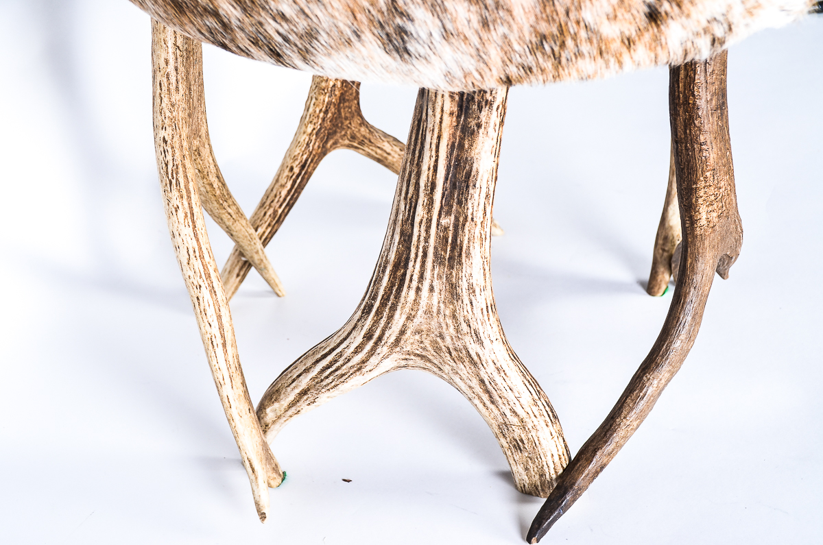 Deer Hide and Antler Footstool