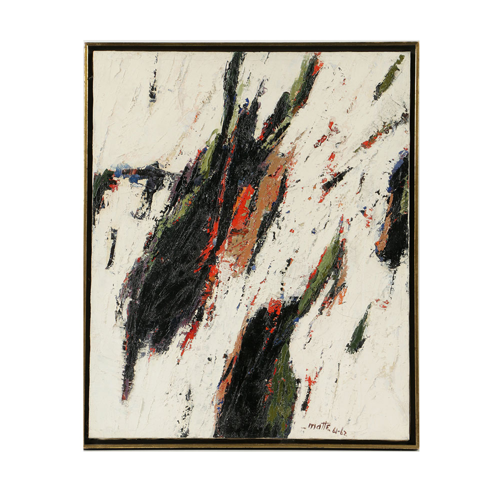 Signed Abstract Oil Painting on Canvas "La Salamande"