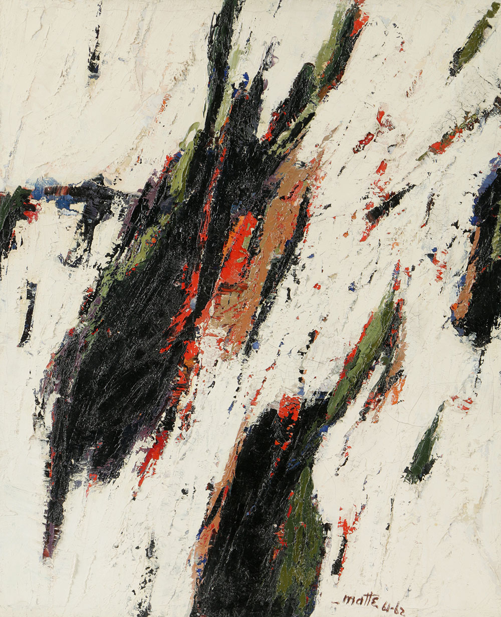 Signed Abstract Oil Painting on Canvas "La Salamande"