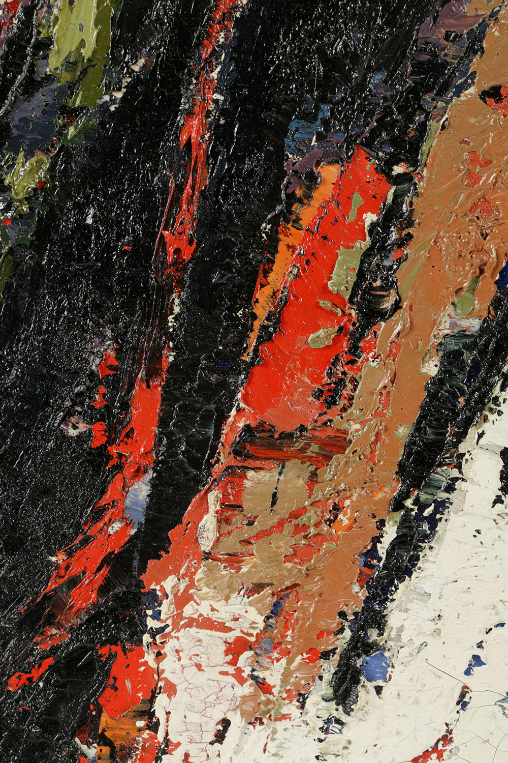 Signed Abstract Oil Painting on Canvas "La Salamande"