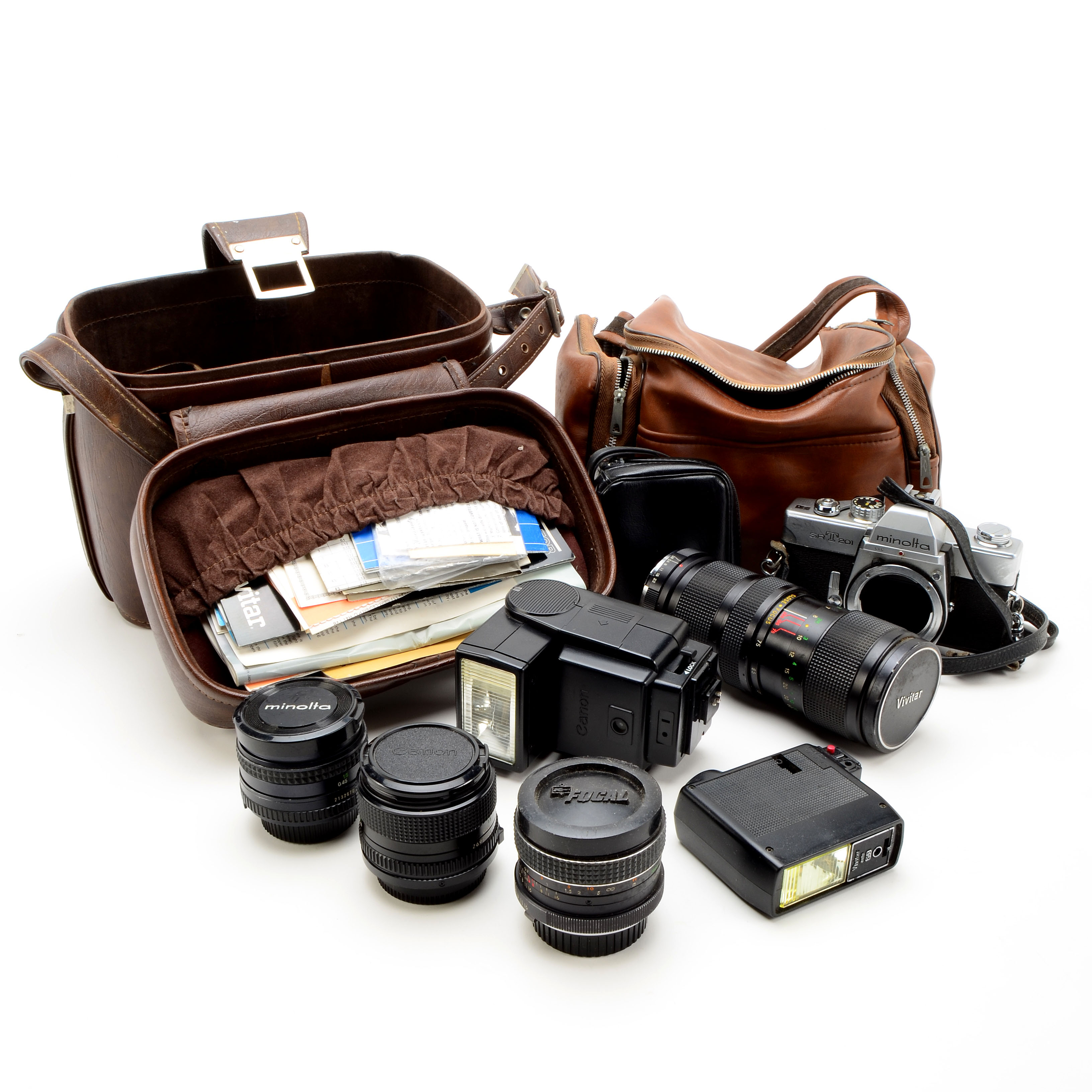 Minolta SRT 201 Camera and Accessories