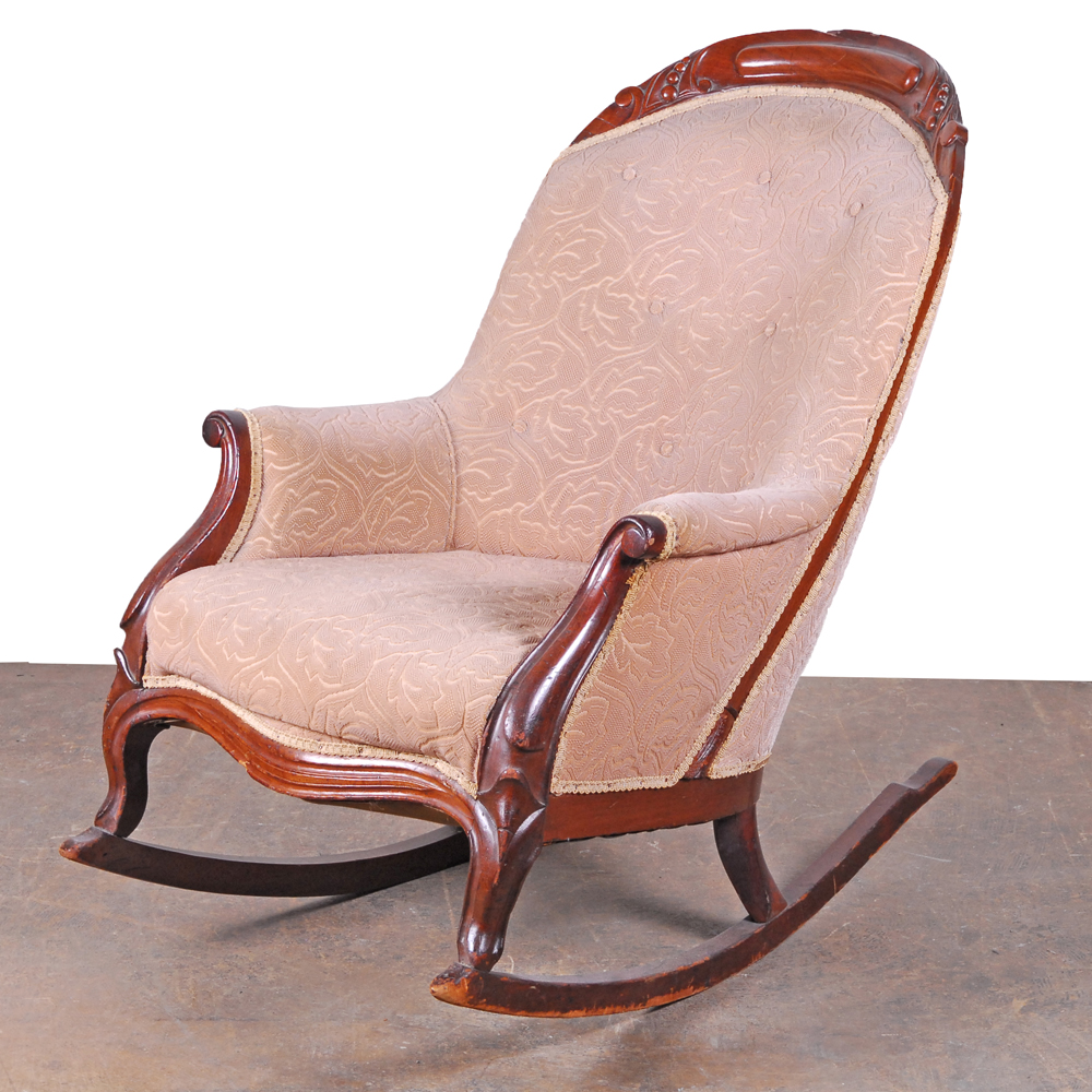 Pink Upholstered Rocking Armchair