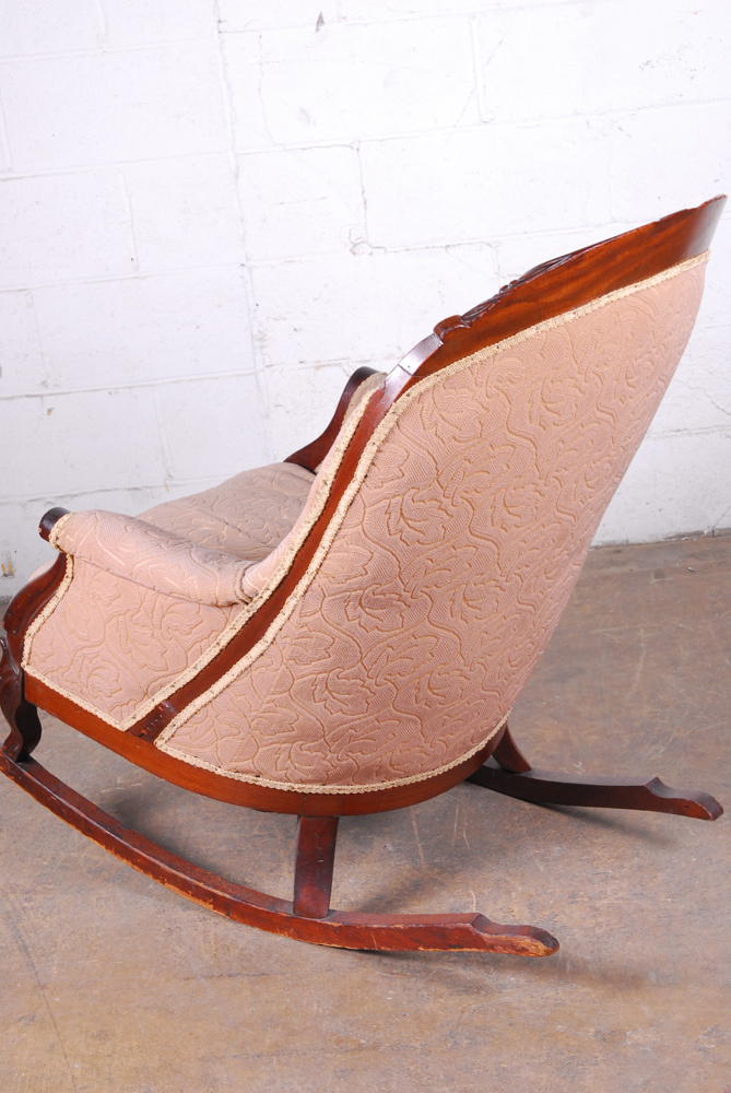 Pink Upholstered Rocking Armchair