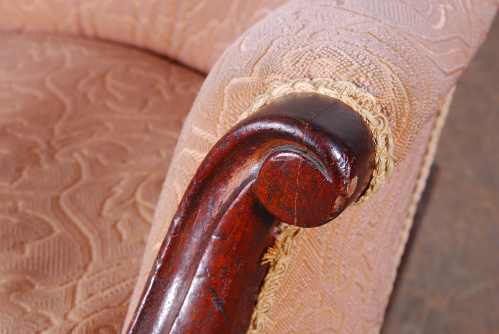 Pink Upholstered Rocking Armchair