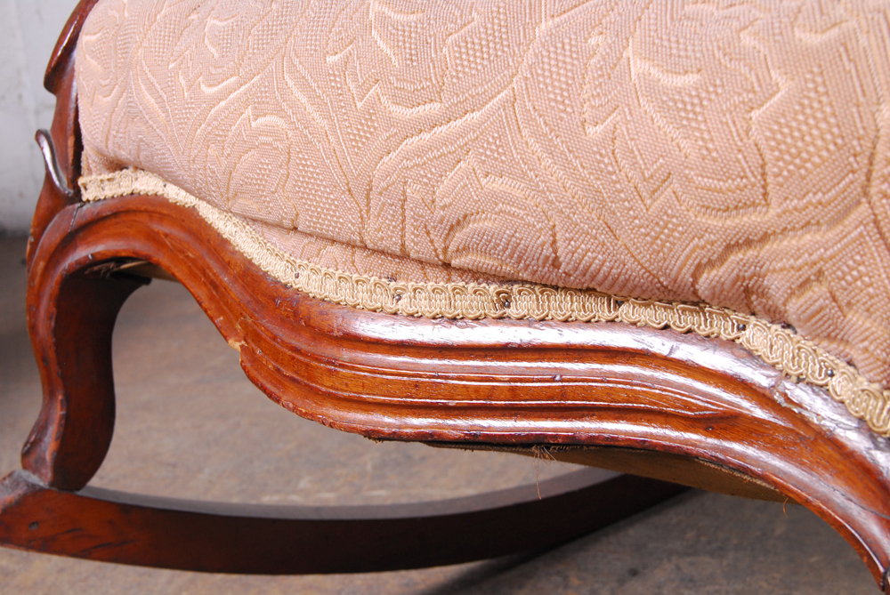 Pink Upholstered Rocking Armchair