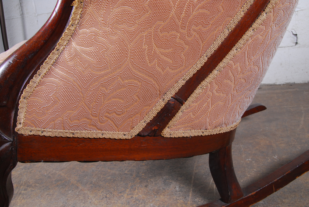 Pink Upholstered Rocking Armchair