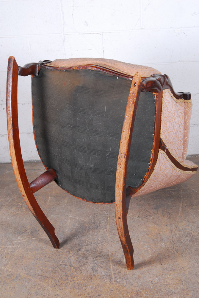 Pink Upholstered Rocking Armchair