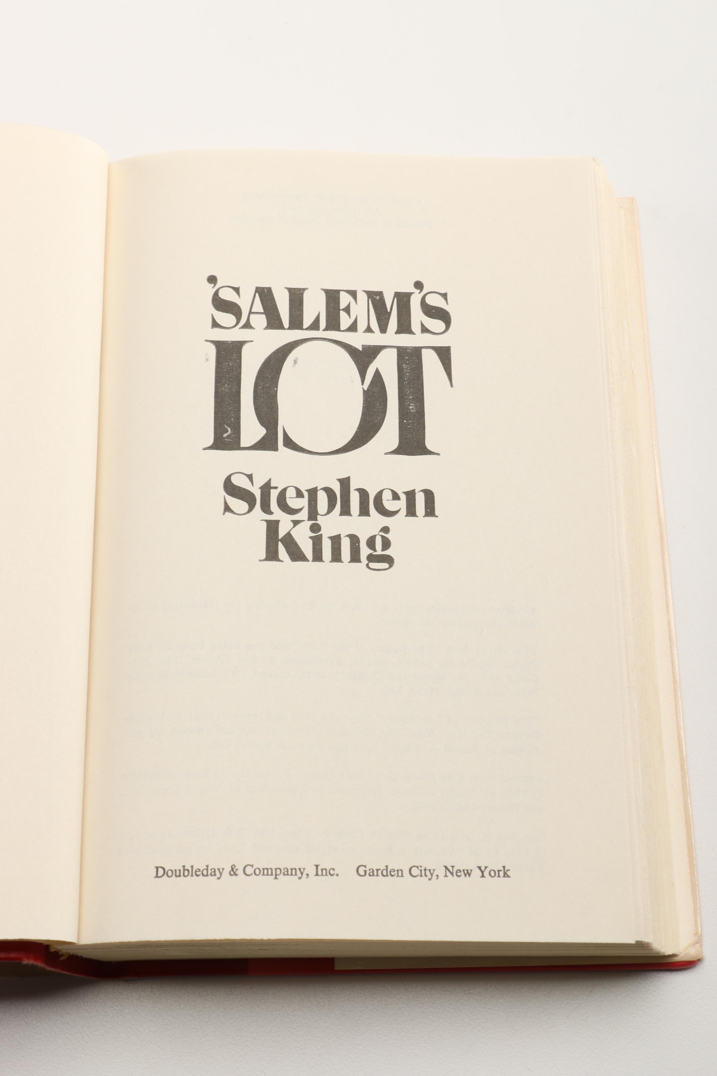 1975 Book Club Edition  "'Salem's Lot" by Stephen King