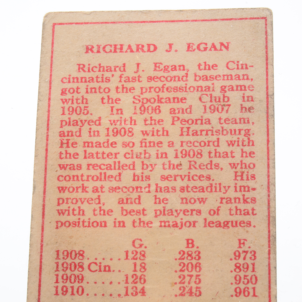 1910 Richard Egan Cincinnati Reds Tobacco Baseball Card