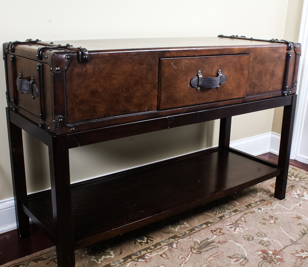 Leather Accented Hall Table