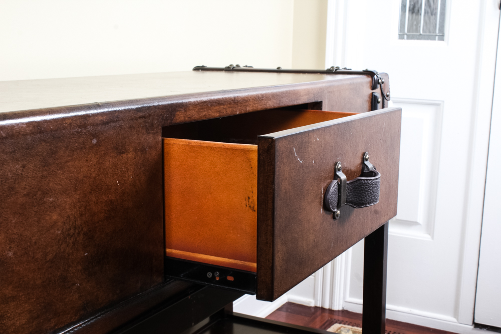 Leather Accented Hall Table