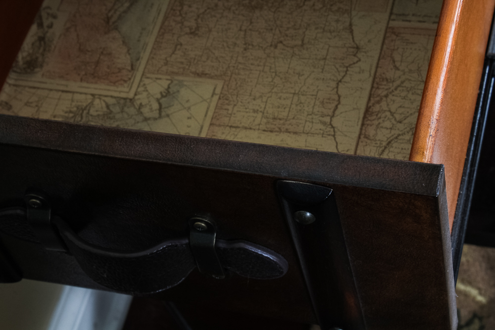 Leather Accented Hall Table