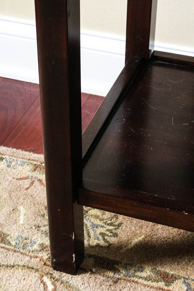 Leather Accented Hall Table
