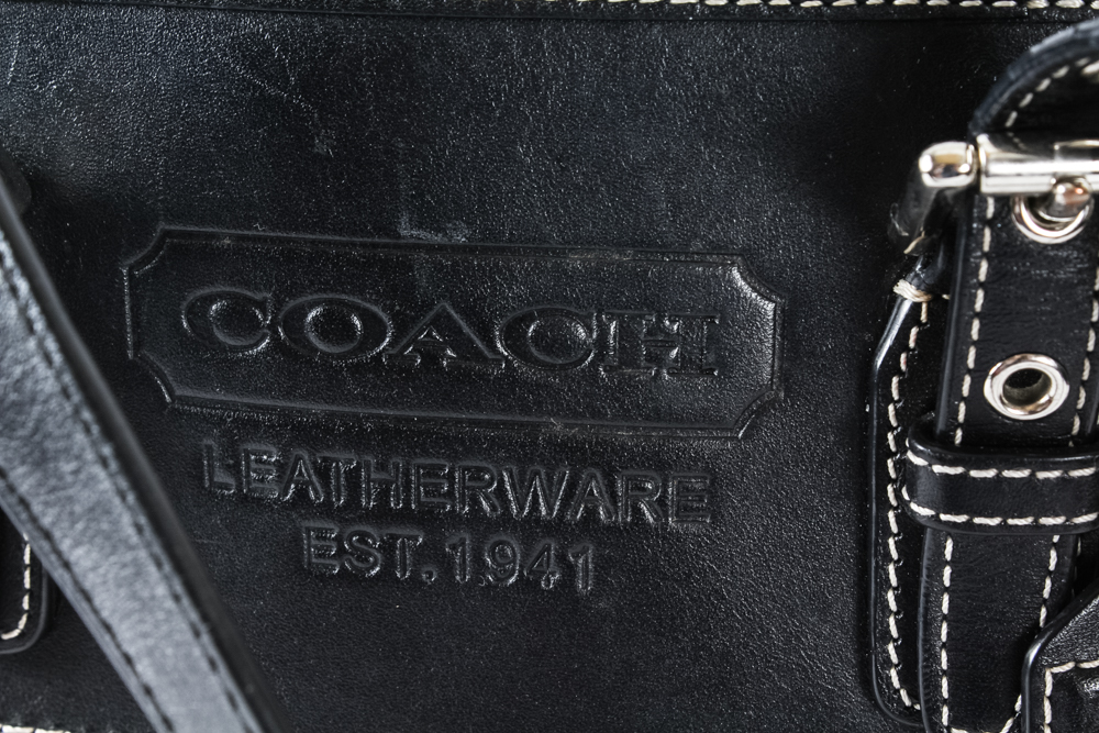 Coach Monogrammed Black Canvas and Leather Shoulderbag