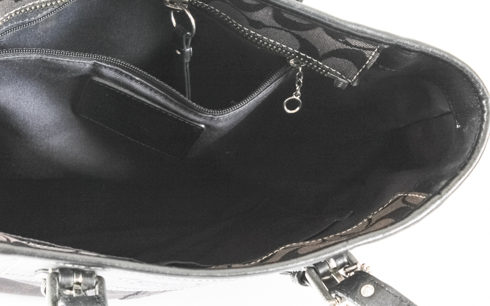 Coach Monogrammed Black Canvas and Leather Shoulderbag