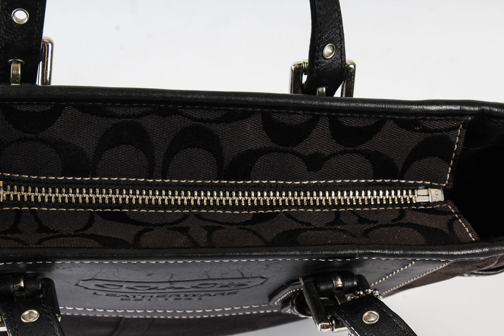 Coach Monogrammed Black Canvas and Leather Shoulderbag