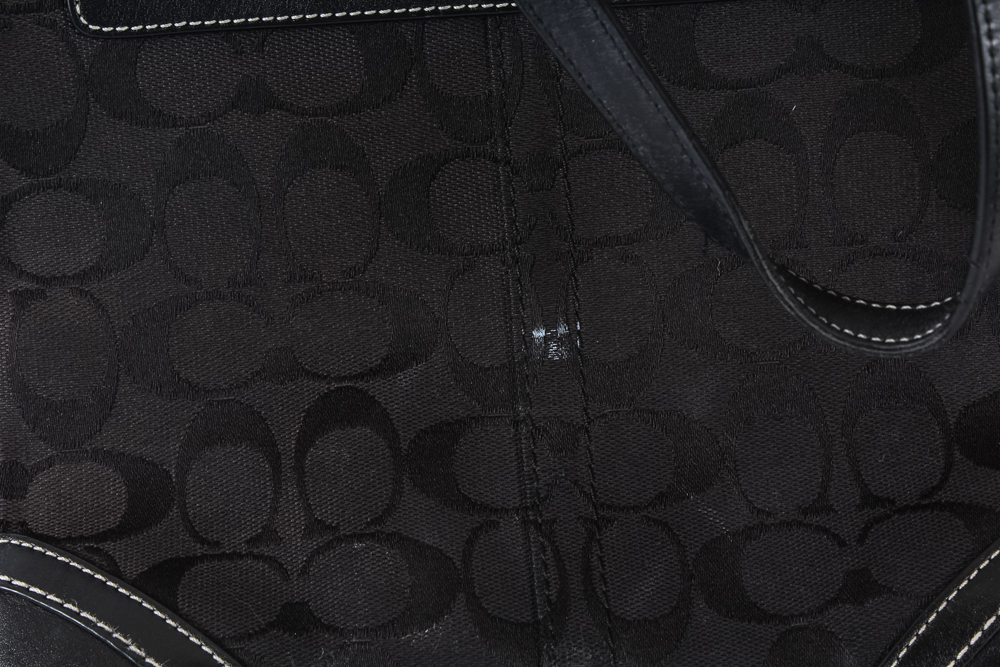 Coach Monogrammed Black Canvas and Leather Shoulderbag