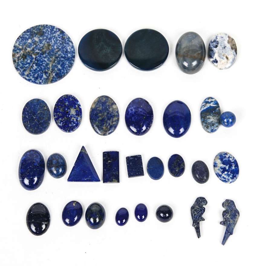 Loose Lapis Lazuli, Sodalite, Sapphire and Dyed Agate Cabochons
