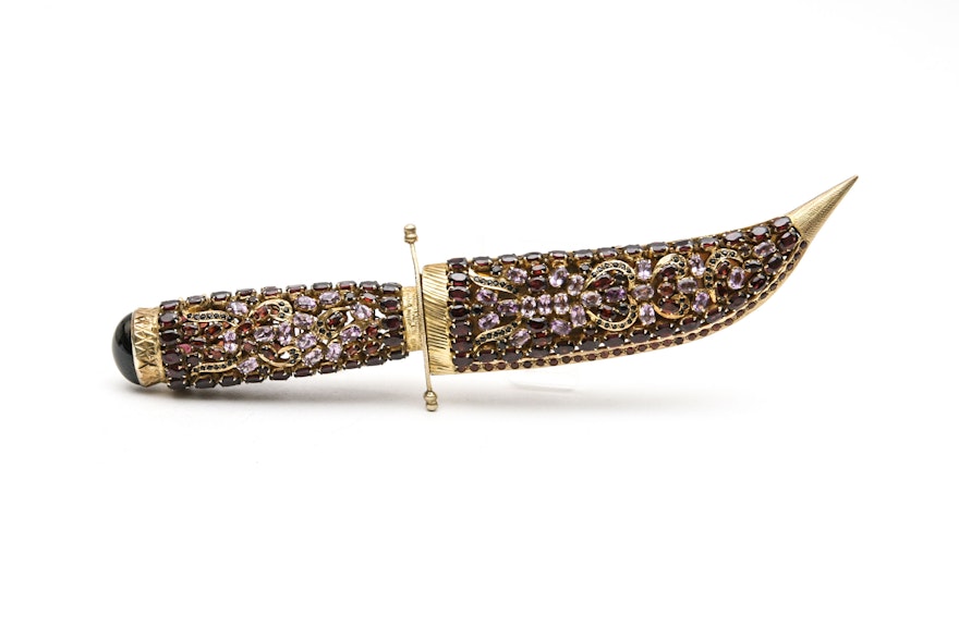 Ornamental Dagger with Gemstone Encrusted Sheath