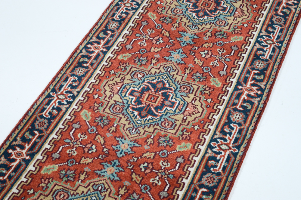 Hand Knotted Indo-Persian Heriz Serapi Rug Runner