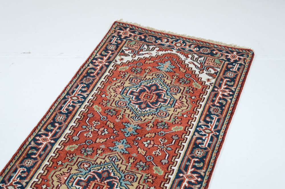 Hand Knotted Indo-Persian Heriz Serapi Rug Runner