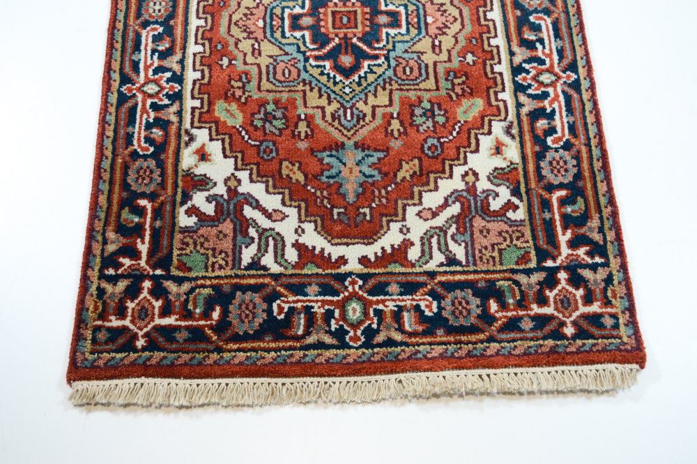 Hand Knotted Indo-Persian Heriz Serapi Rug Runner