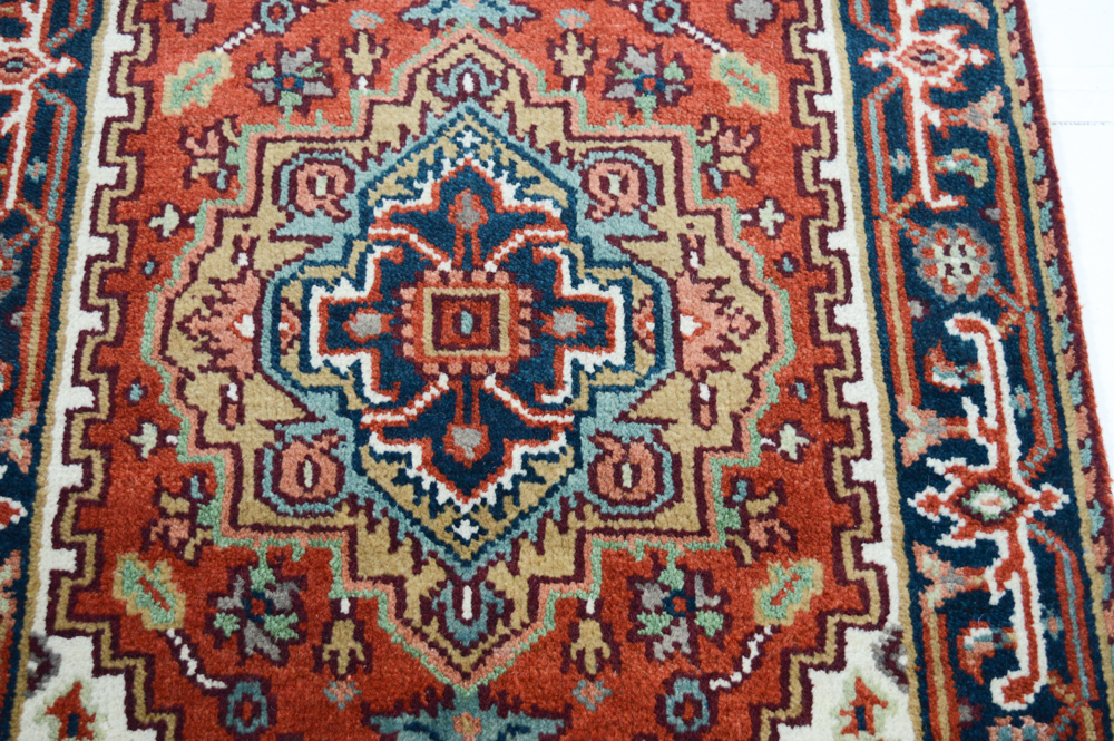 Hand Knotted Indo-Persian Heriz Serapi Rug Runner