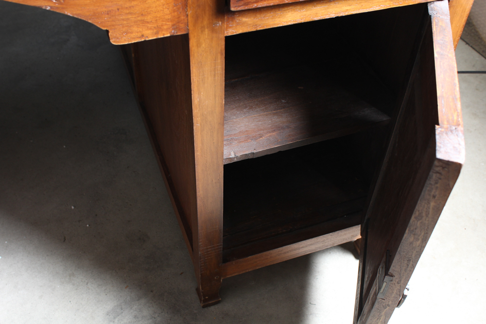 Vintage Executive Desk with Leather Inlay