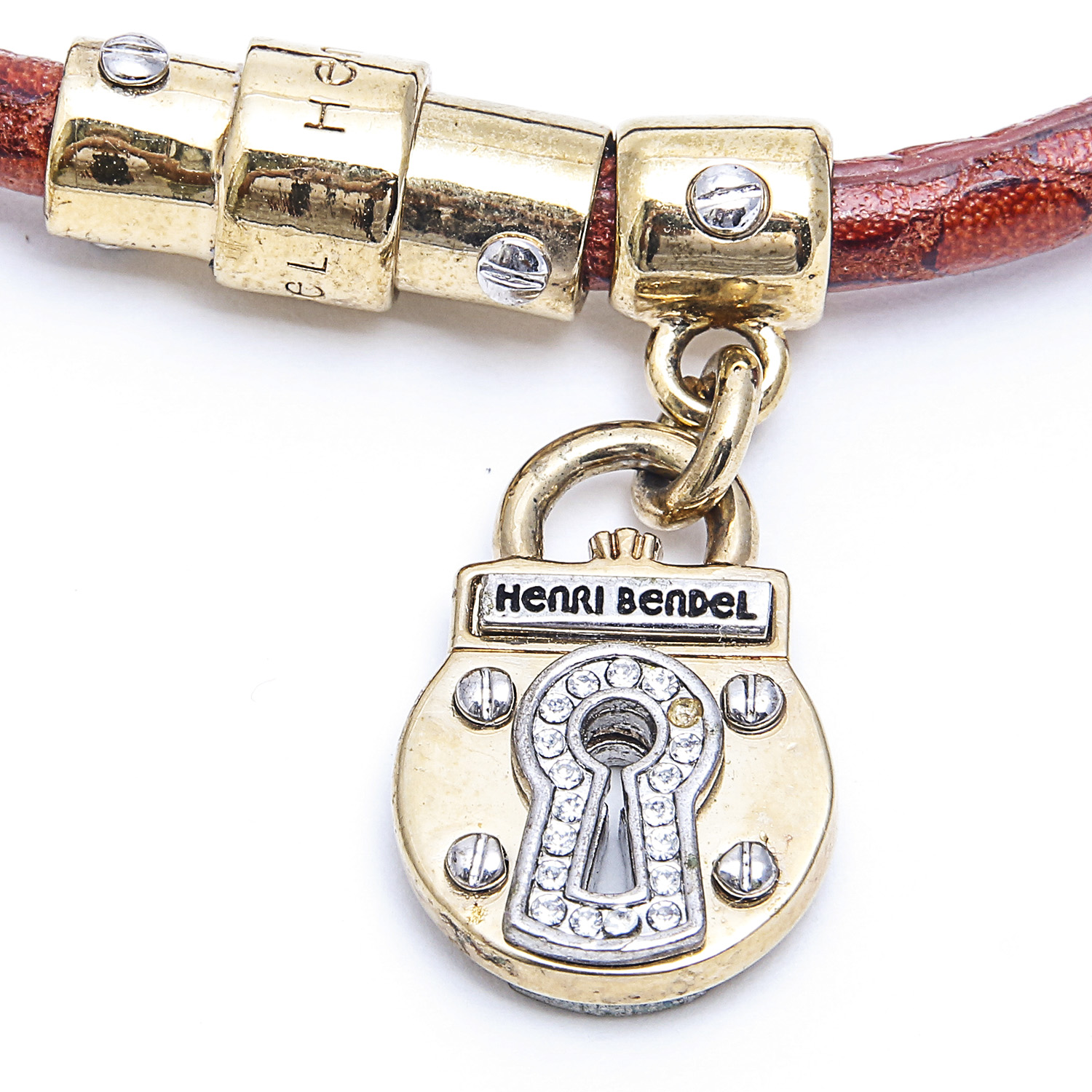 Set of Three Henri Bendel Leather Gold Plated Bracelets