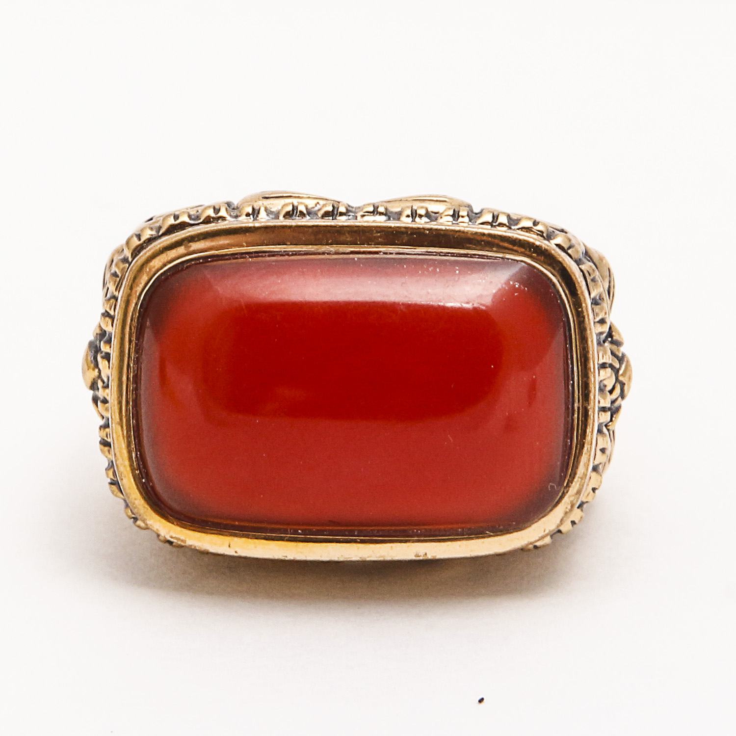 Set of Three Rings by Barse including Mother of Pearl, Carnelian, and Coral