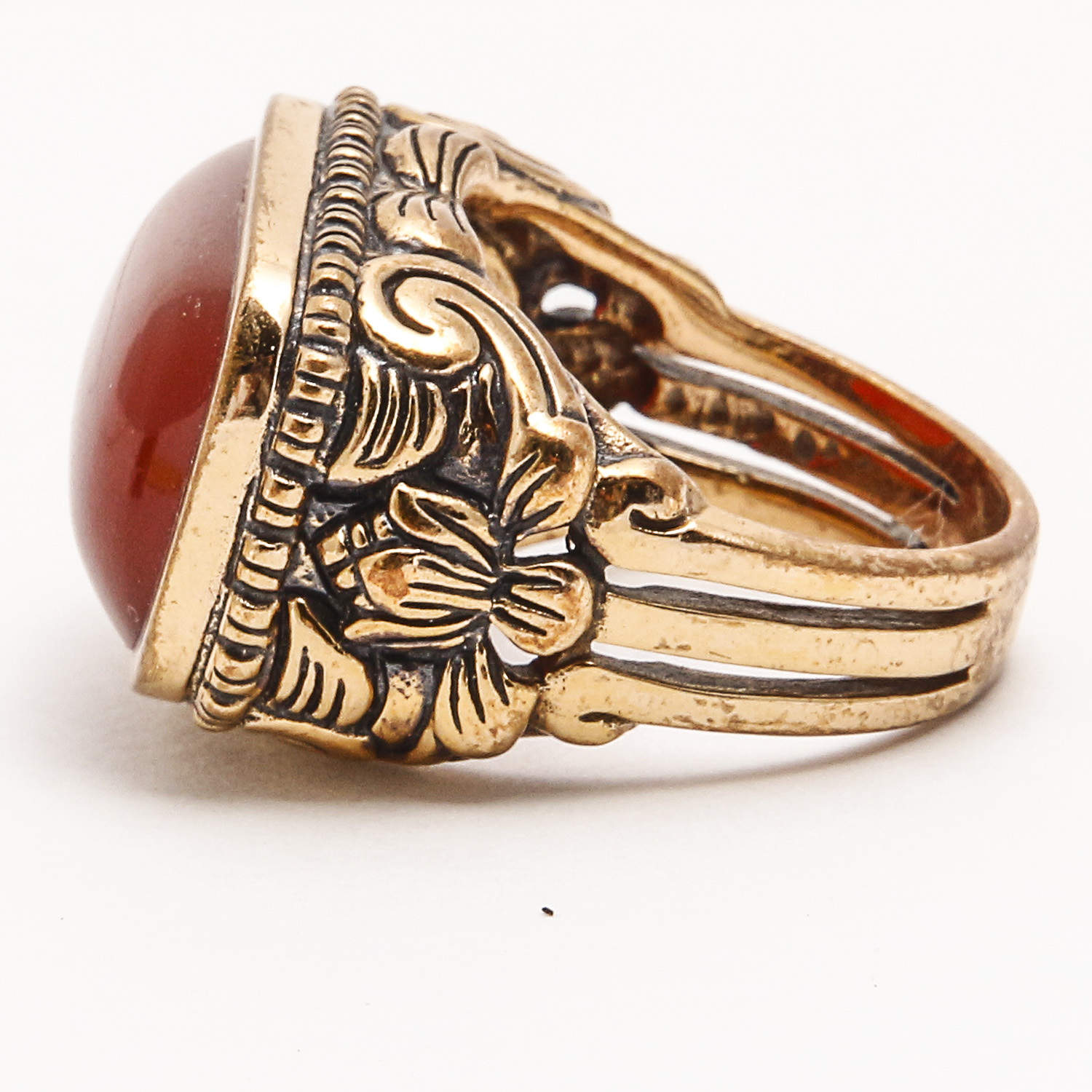 Set of Three Rings by Barse including Mother of Pearl, Carnelian, and Coral