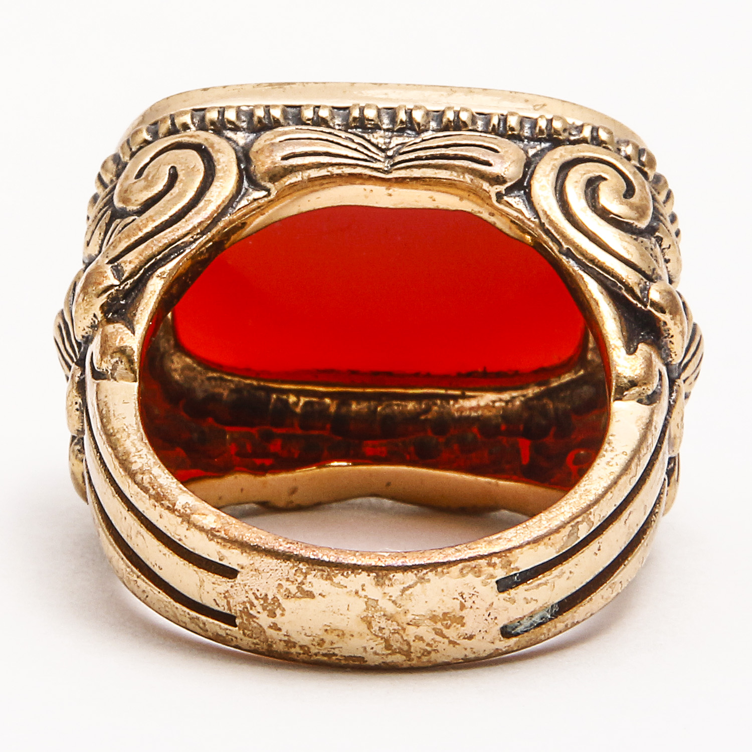 Set of Three Rings by Barse including Mother of Pearl, Carnelian, and Coral