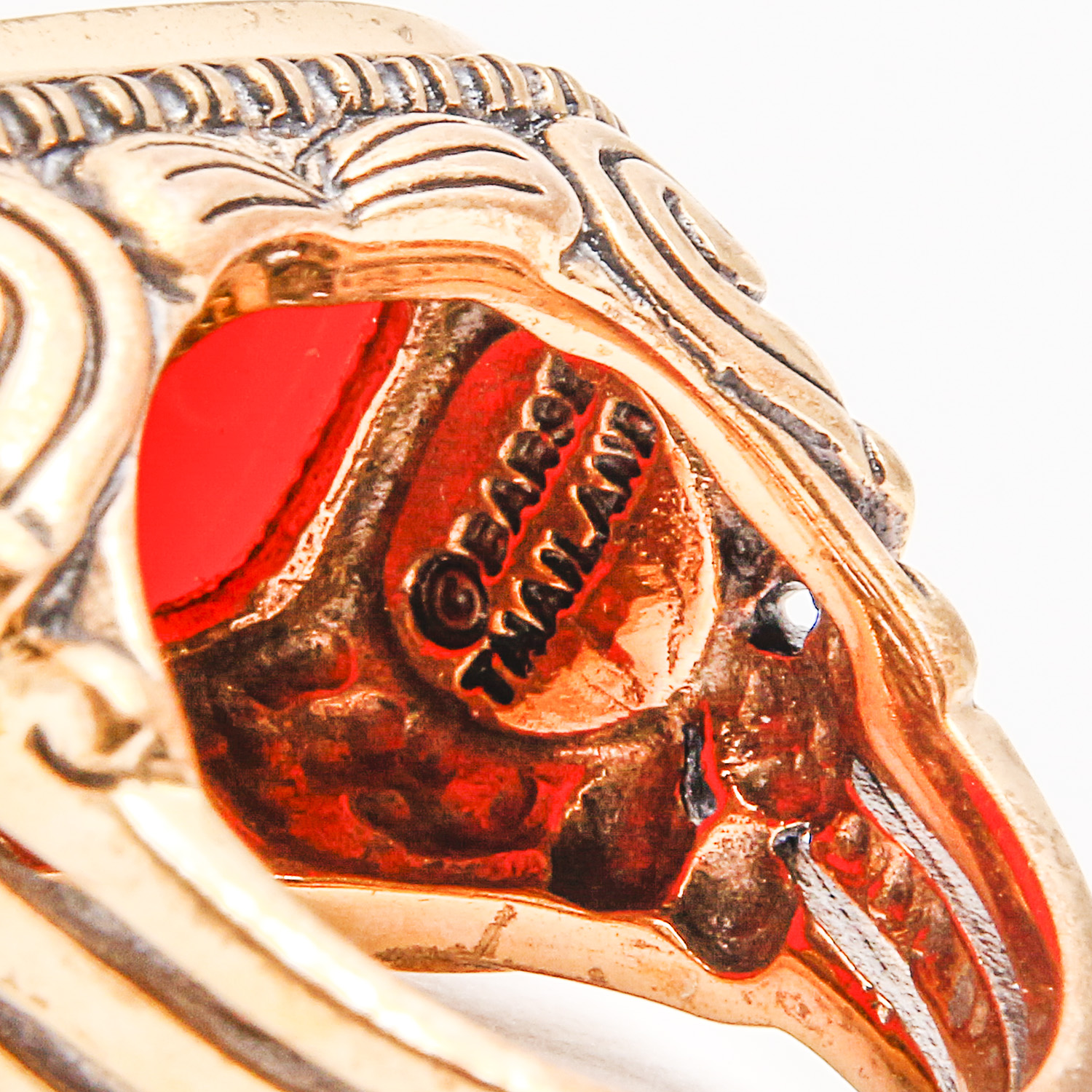 Set of Three Rings by Barse including Mother of Pearl, Carnelian, and Coral