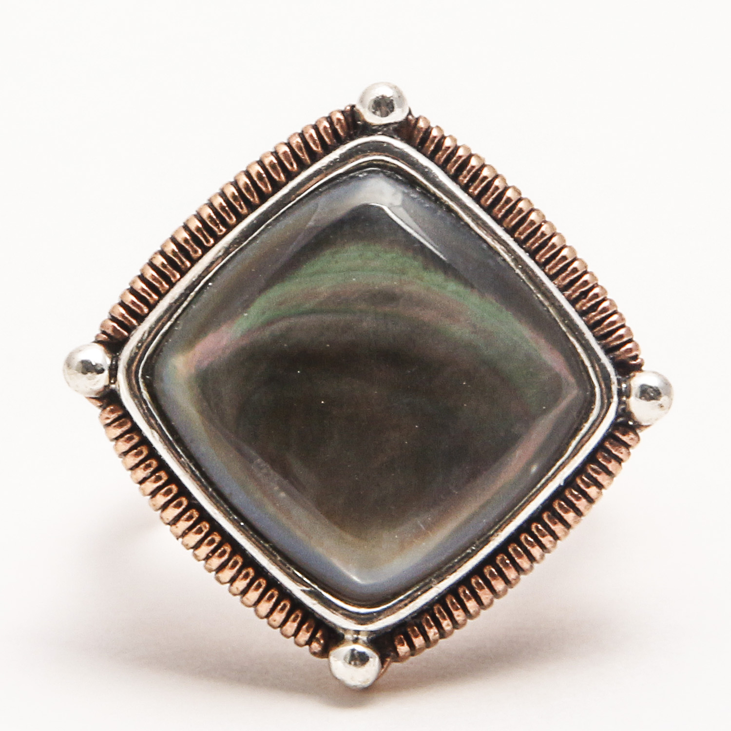 Set of Three Rings by Barse including Mother of Pearl, Carnelian, and Coral