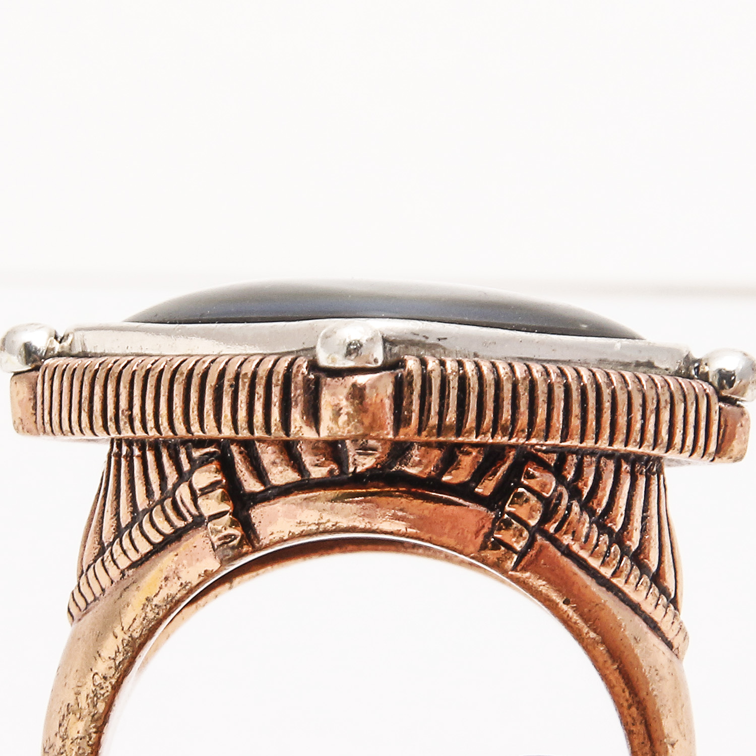 Set of Three Rings by Barse including Mother of Pearl, Carnelian, and Coral