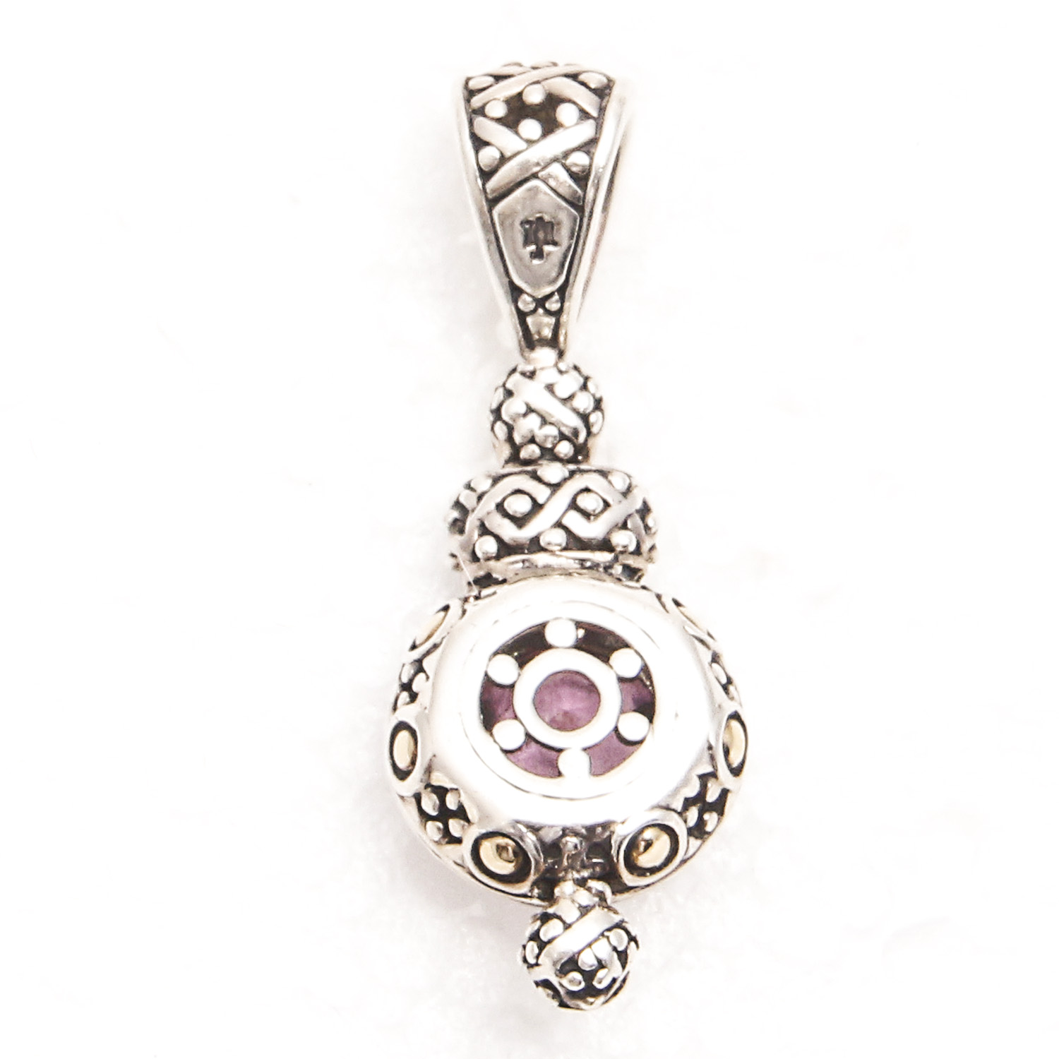 Sterling Silver and 18K Gold Pendant with Pink Topaz and Diamonds by John Hardy
