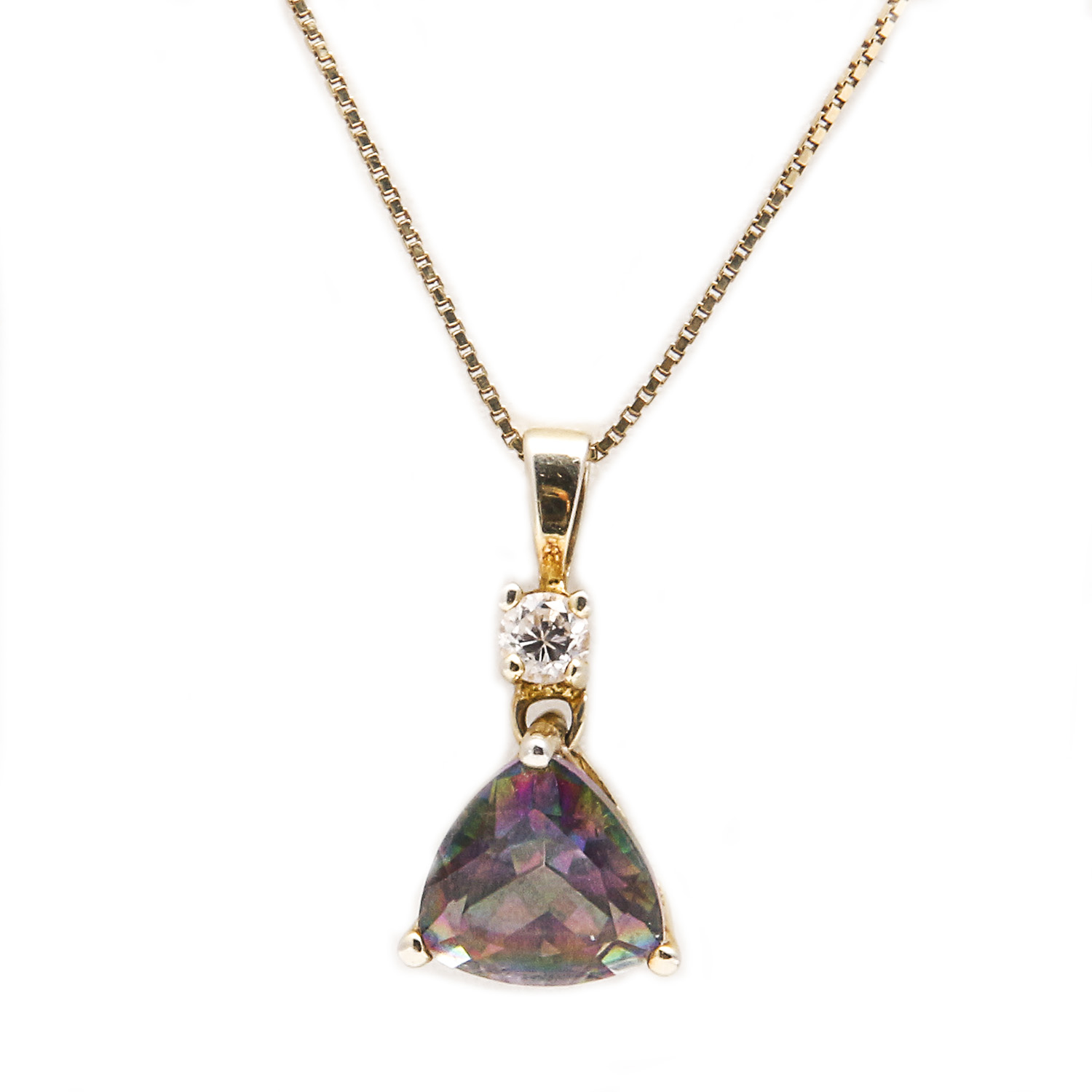 10K Gold and Aqua Aura Quartz Necklace and Earrings