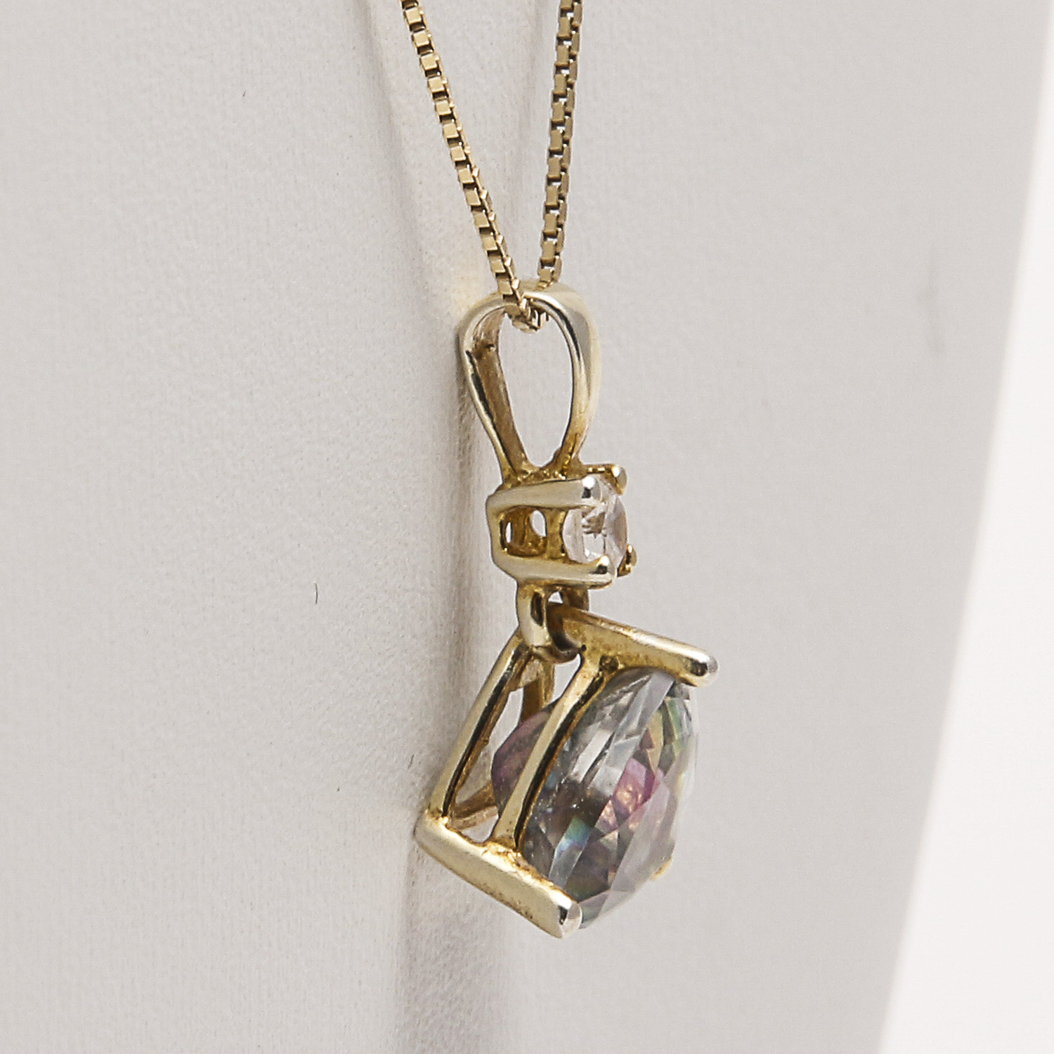 10K Gold and Aqua Aura Quartz Necklace and Earrings