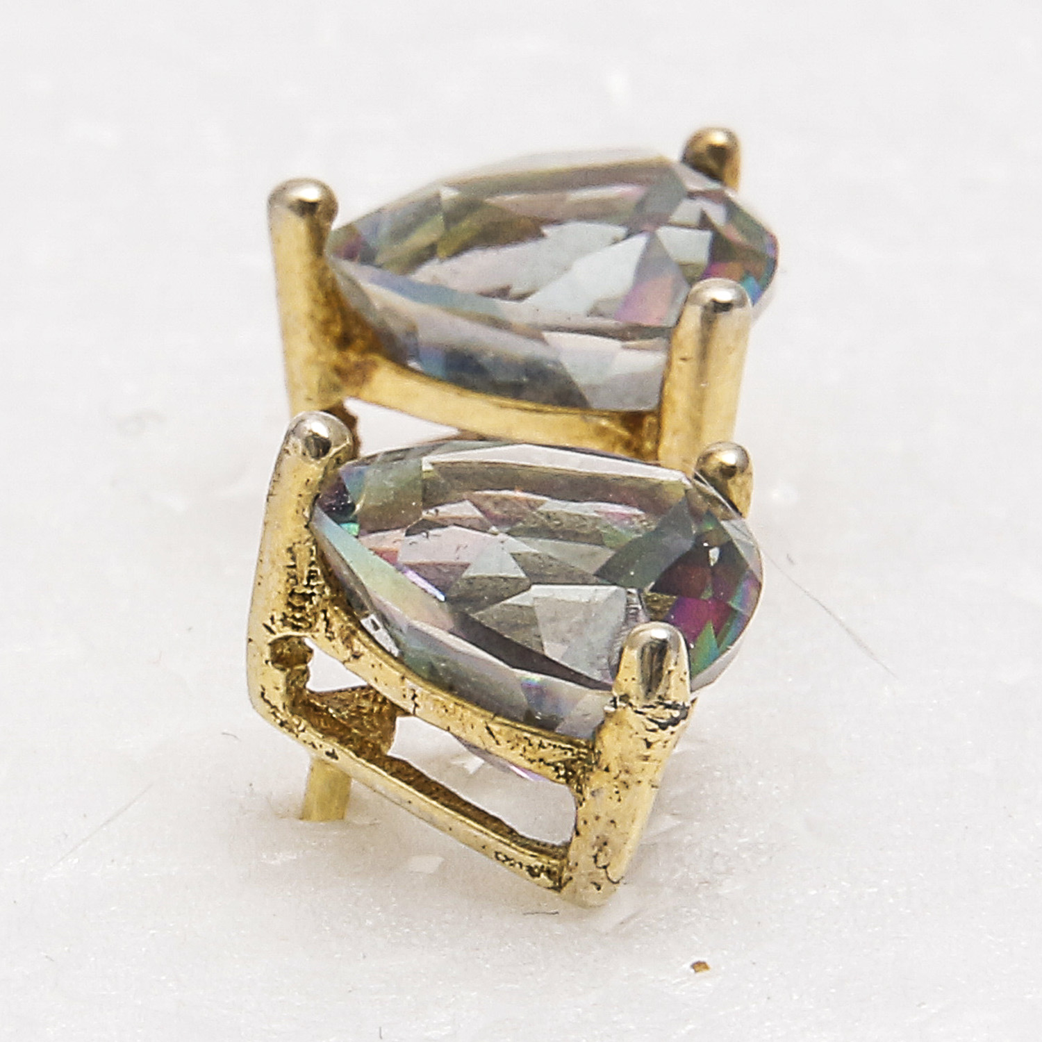 10K Gold and Aqua Aura Quartz Necklace and Earrings