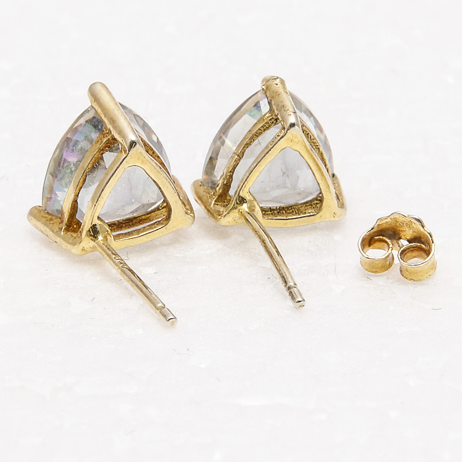 10K Gold and Aqua Aura Quartz Necklace and Earrings