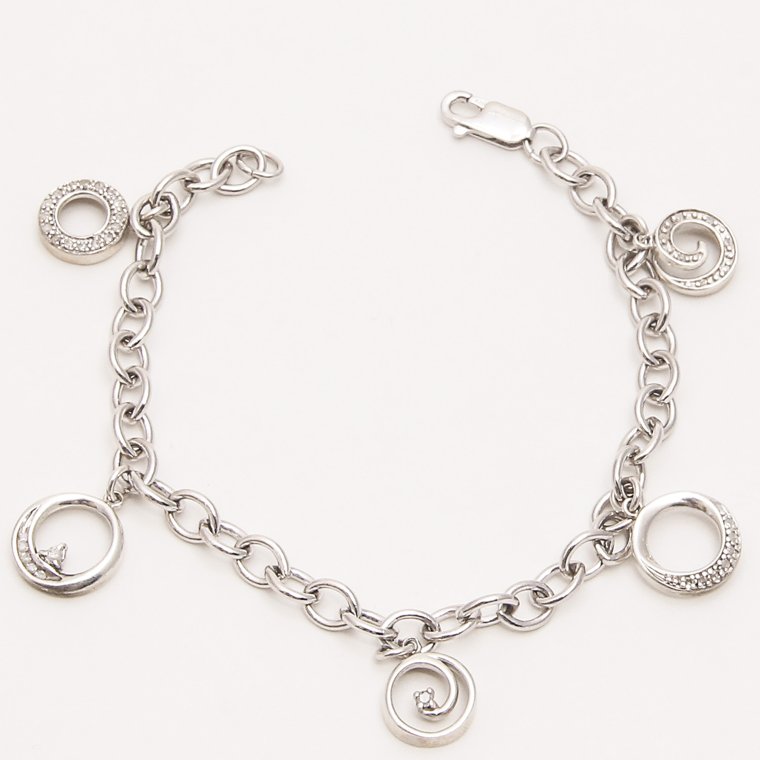 Sterling Silver and Diamond Charm Bracelet