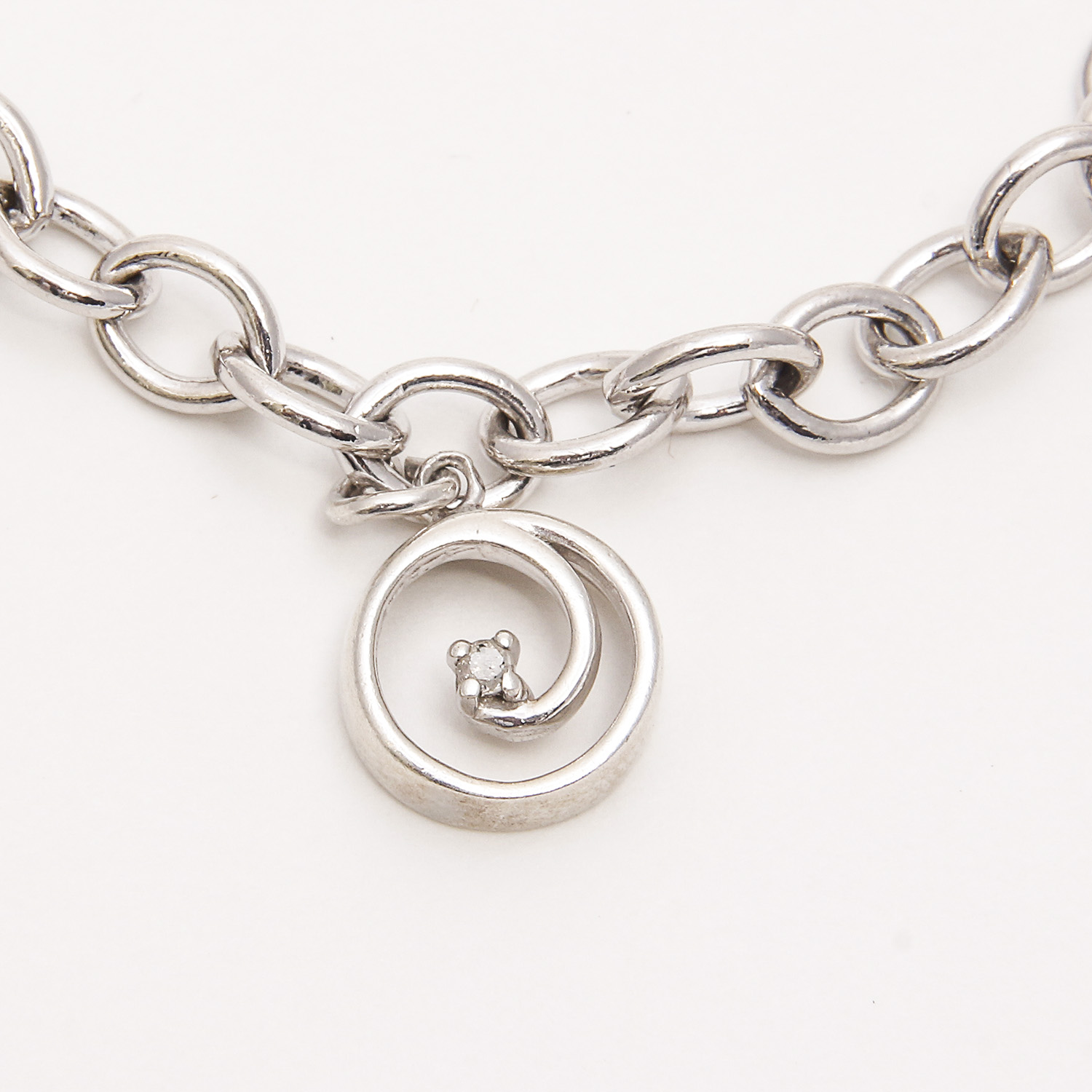 Sterling Silver and Diamond Charm Bracelet