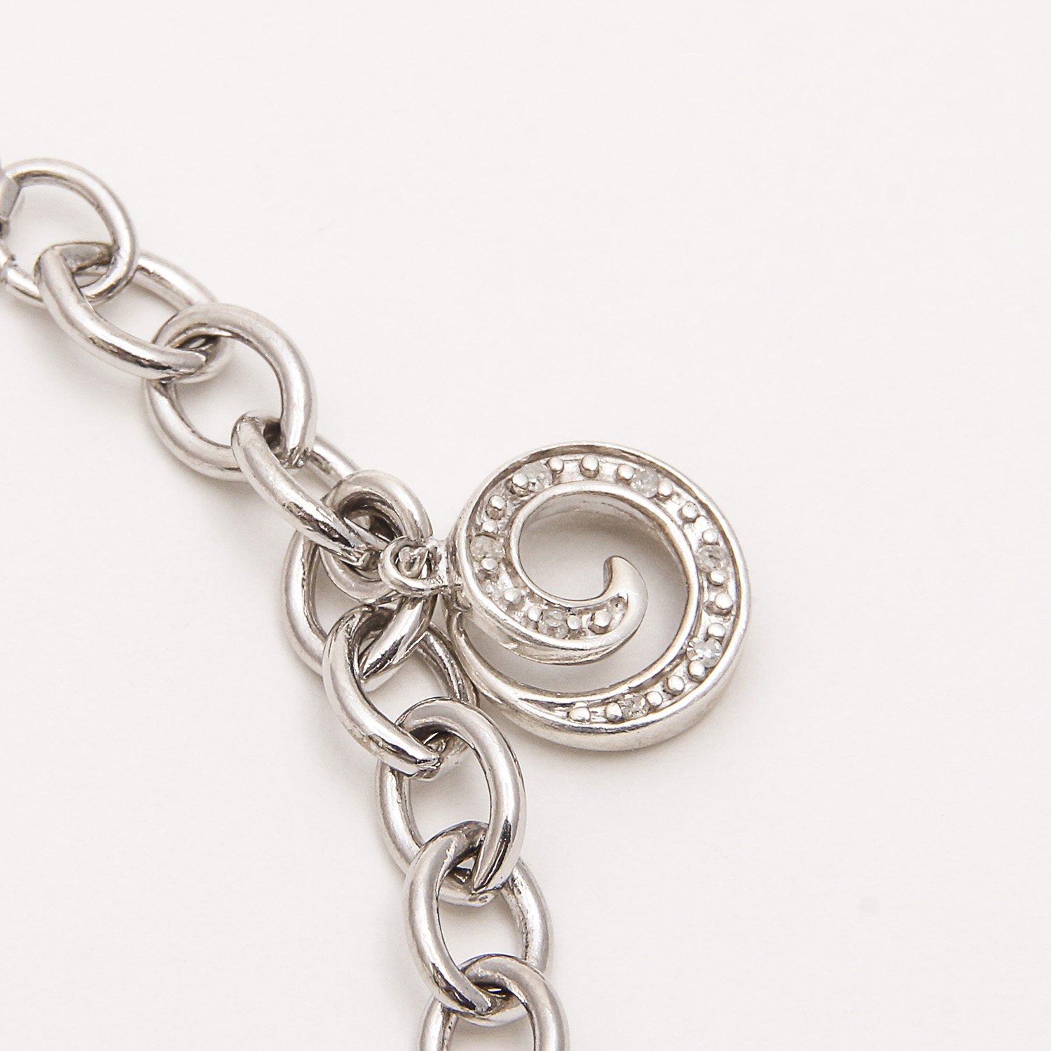 Sterling Silver and Diamond Charm Bracelet