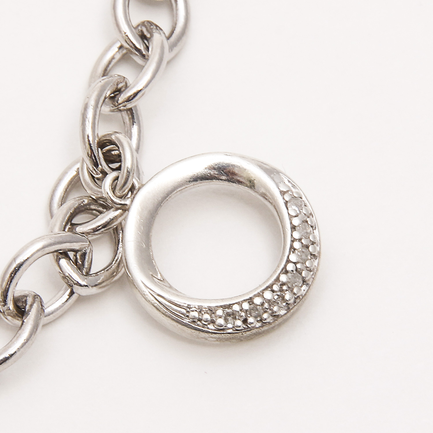 Sterling Silver and Diamond Charm Bracelet