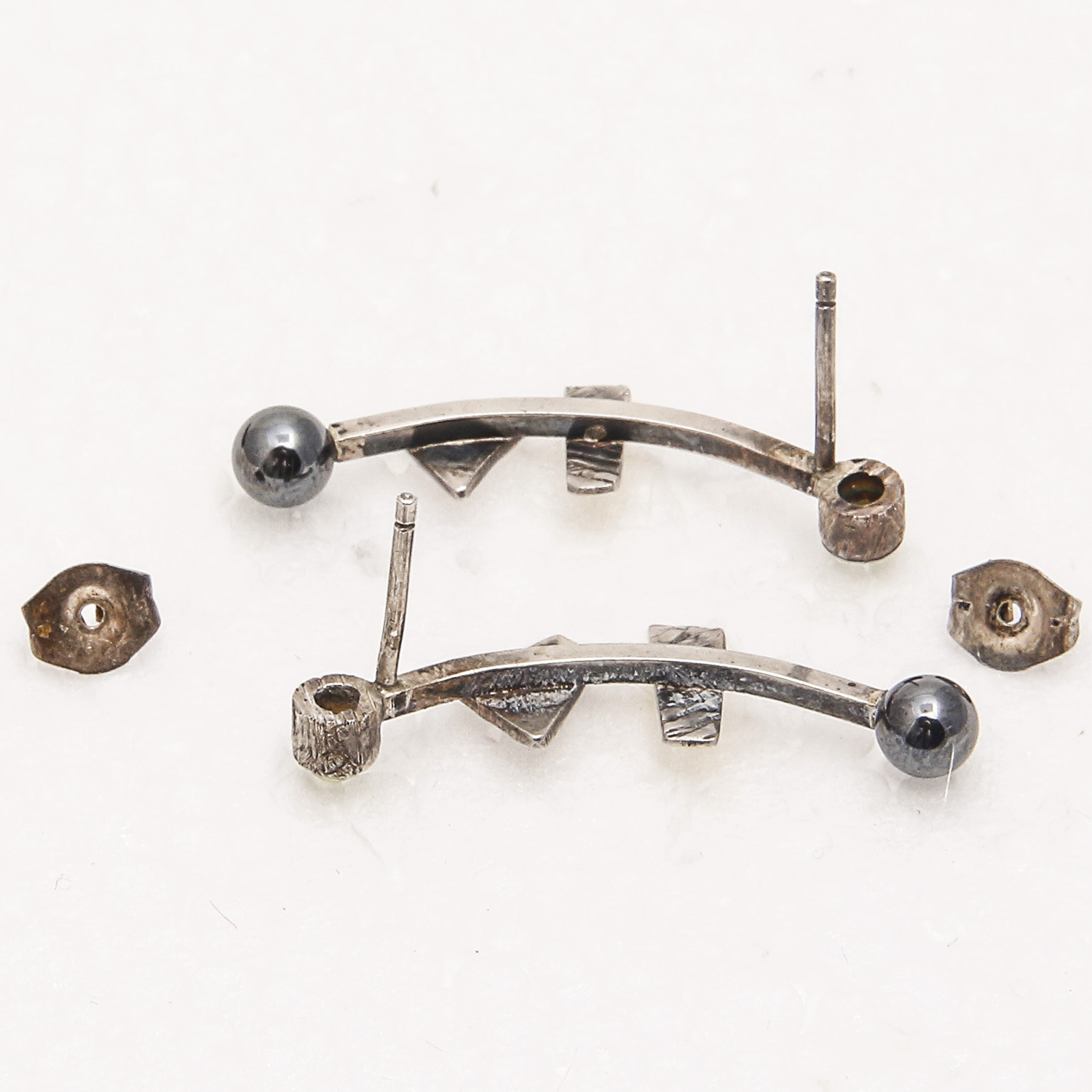 Pair of Contemporary Sterling Silver and Vermeil Peridot Earrings